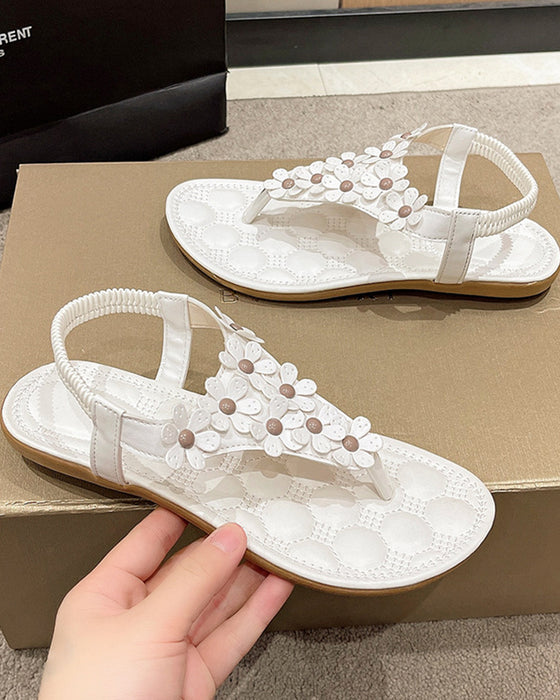 Sandales De Plage Avec Fleurs 3D