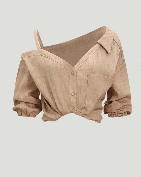 Blouse Bretelle Une Épaule Torsadé
