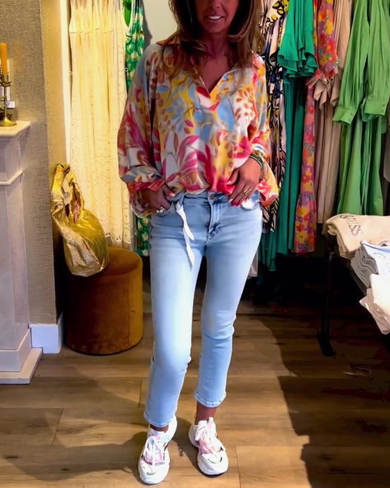 Haut à manches longues imprimé à revers