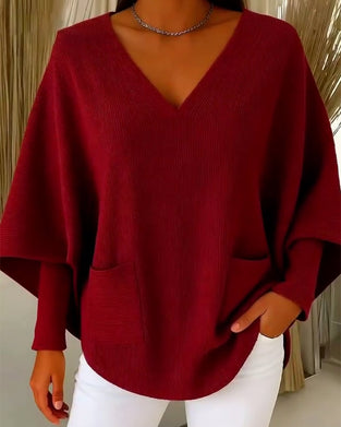 Pull Manches Longues Avec Poches Et Col En V