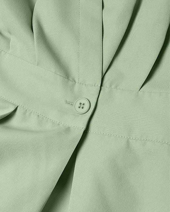 Robe A-Ligne Attache Taille Haute Bouton