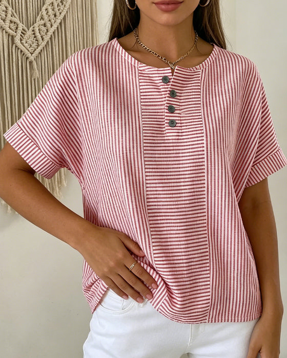 Blouse Col Rond Manche Courte