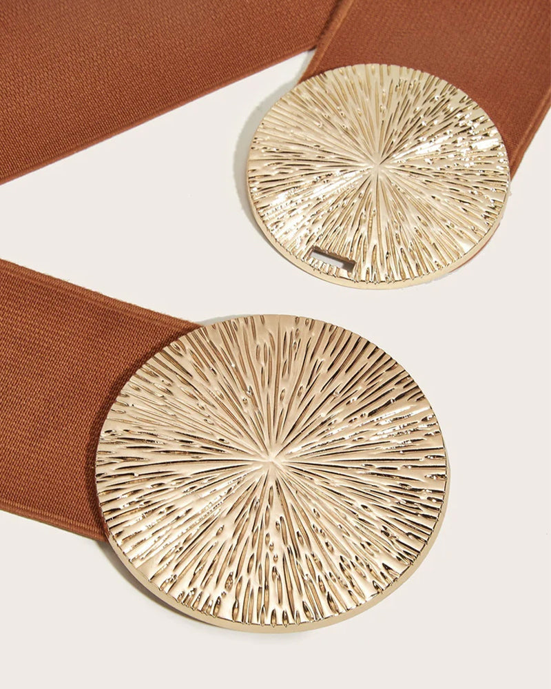 Ceinture Vintage Élastique Pour Femme Avec Boucle Dorée
