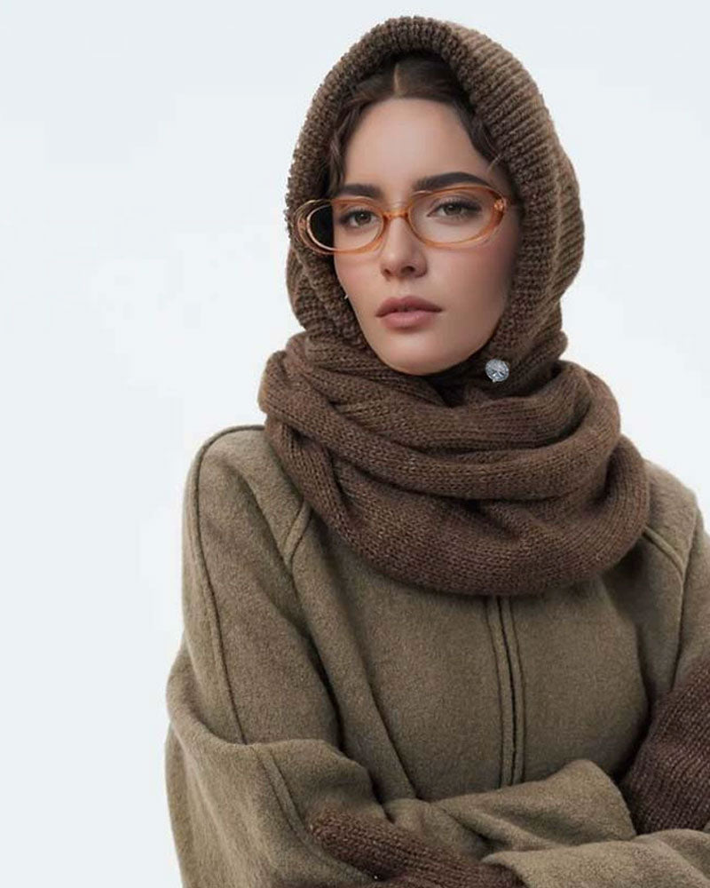 Vente En Gros Écharpe À Capuche Tricotée Unie