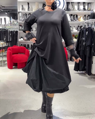 Robe couleur unie patchwork tendance