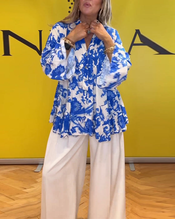 Chemisier imprimé frais à manches longues