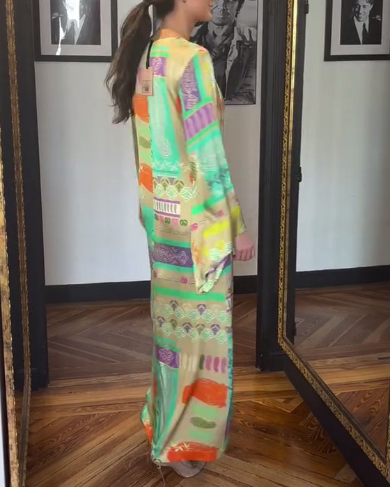 Robe À Manches Longues Avec Imprimé Nœud