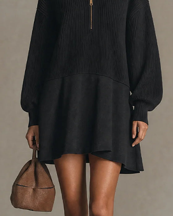 Robe Pull Décontractée Fermeture Éclair Manche Longue