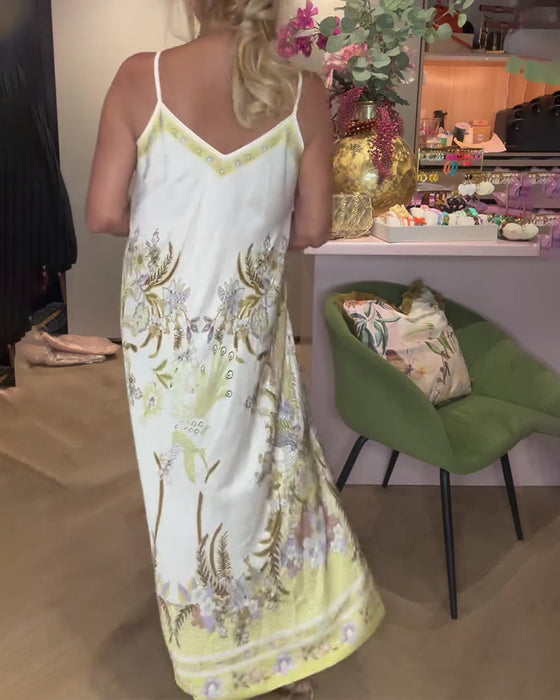 Robe Camisole Col V Imprimé Placé