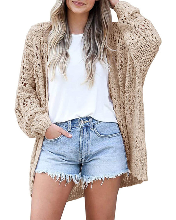 Cardigan Décontracté Manches Longues Découpé Pull