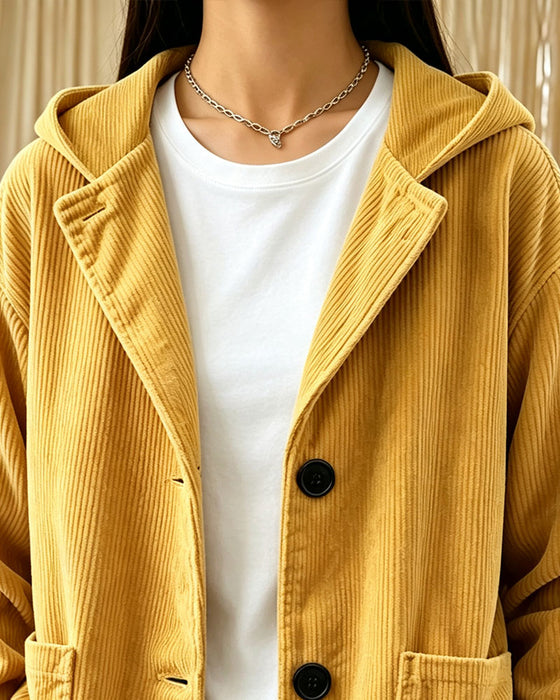 Veste Revers Unie Capuche