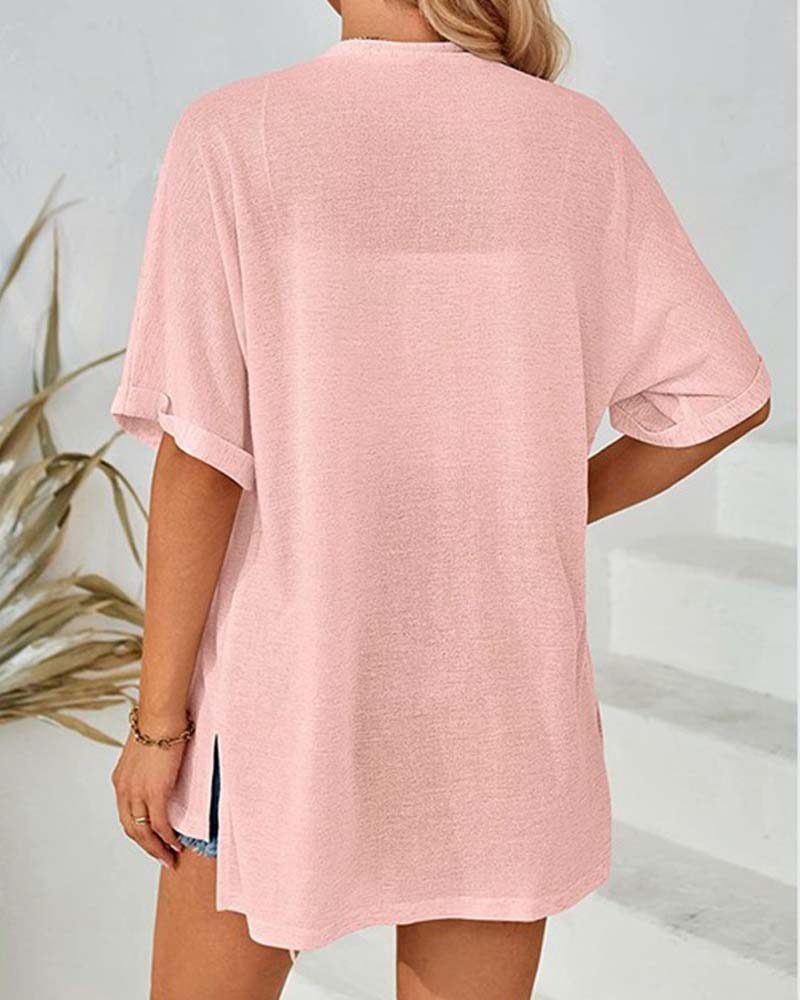 Manteau Manches Courtes Décontracté Unie