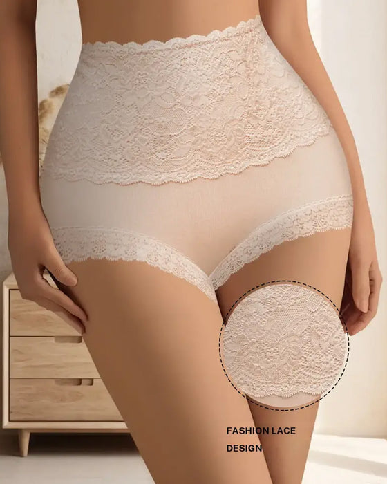 Culotte Avec Dentelle Et Contrôle Ventre Taille Haute