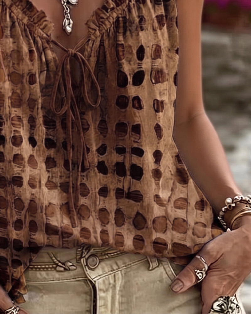 Tank Tops Polka Dot Imprimé Volant