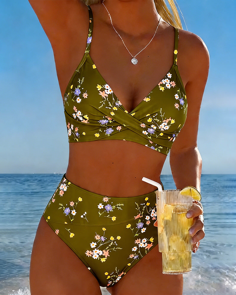Bikini Sexy Entrecroisé Imprimé Floral