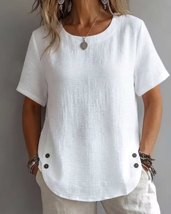 T-Shirt Col Rond Uni Simple 100% Coton