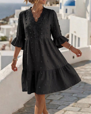 Robe Col V Dentelle Patchwork