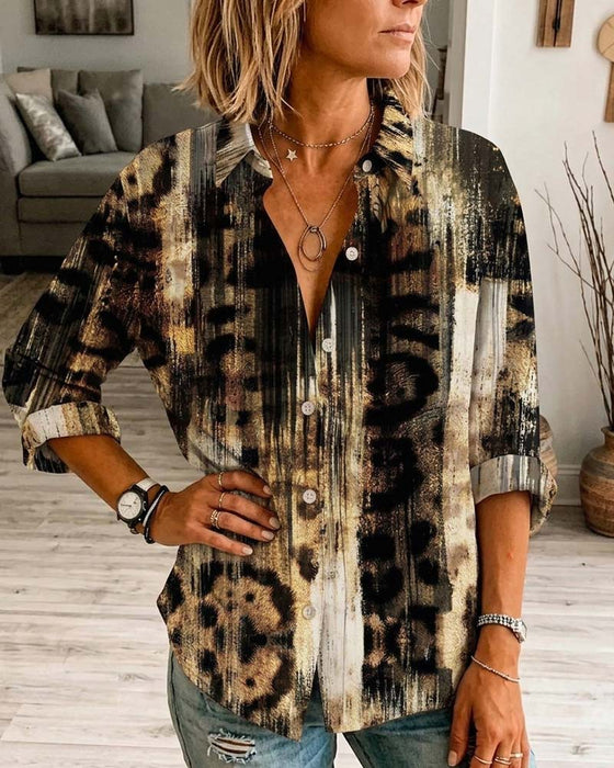 Chemise Élégante Artistique Léopard Imprimé