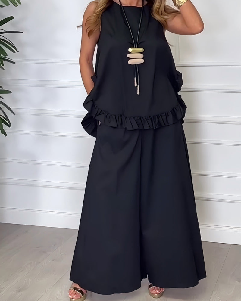 Blouse Sans Manches Dentelle Ourlet Camisole