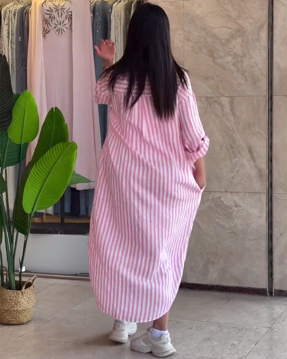 Robe Lâche Revers Rayé