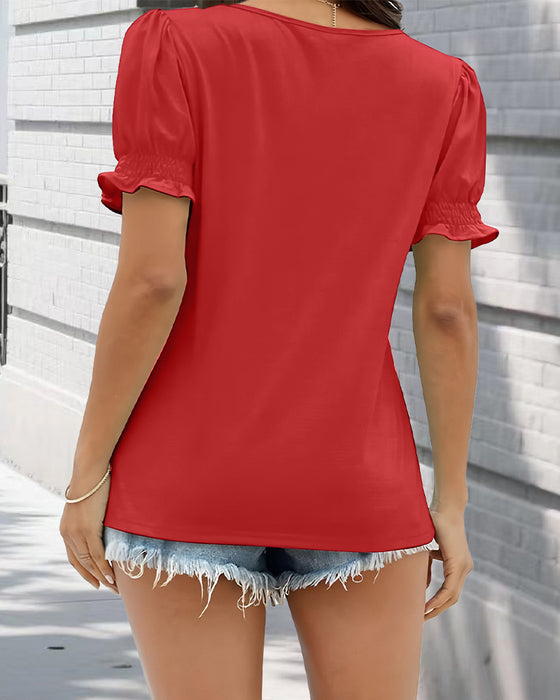 T-Shirt Uni Manches Bouffantes