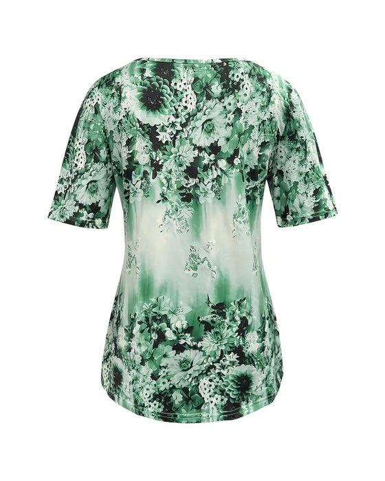 Blouse Manches Courtes Imprimée Décontractée