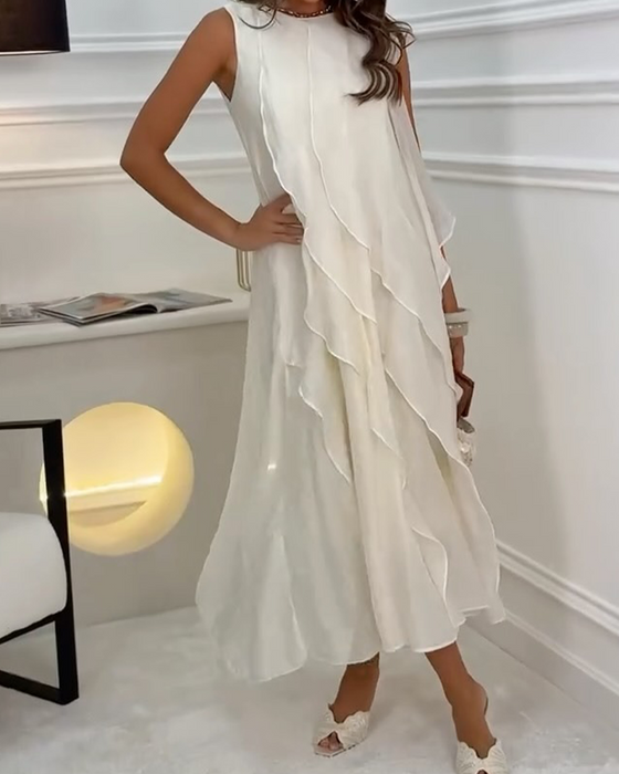 Robe Sans Manches Volant Élégante