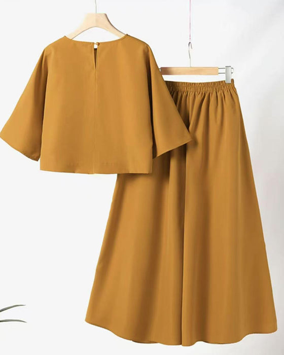 Set Unie Manche Trois Quarts Pantalon Long Deux Pièces