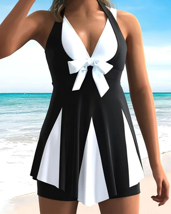 Tankini Vacances Bloc Couleur À Nœud