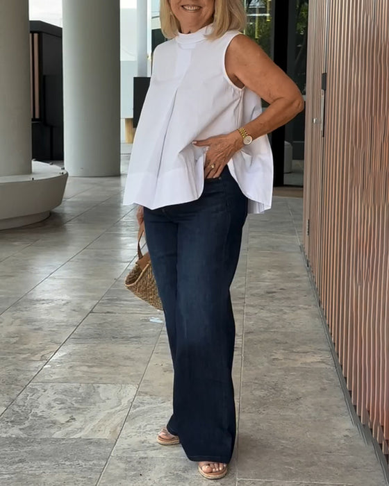 Blouse Sans Manches Unie Simple