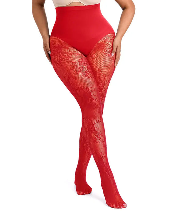 Collant gainant taille haute pour femme avec dentelle florale
