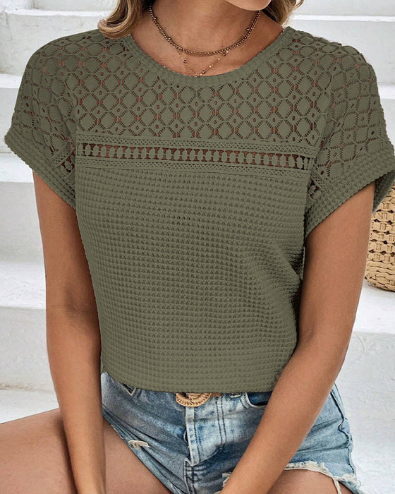 T-Shirt Raglan Maille Évidé Respirant