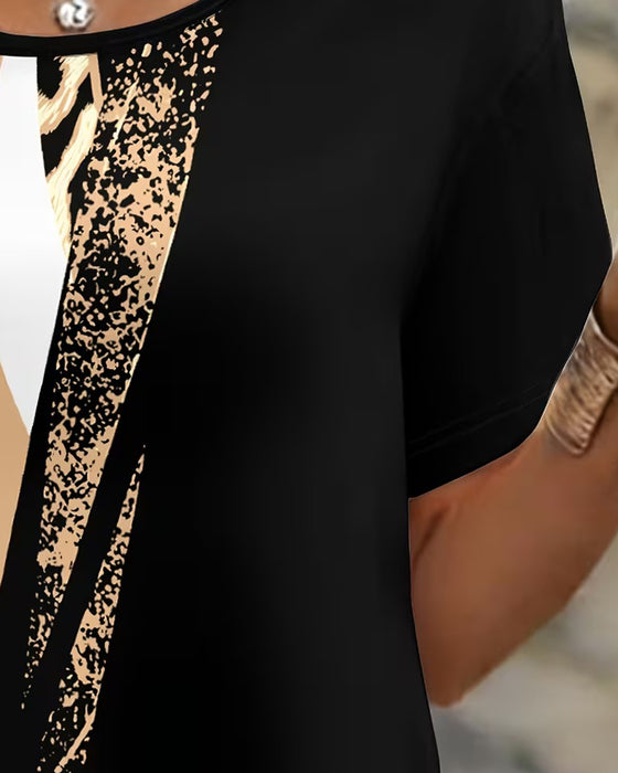 Blouse Imprimé Irrégulier Manches Courtes