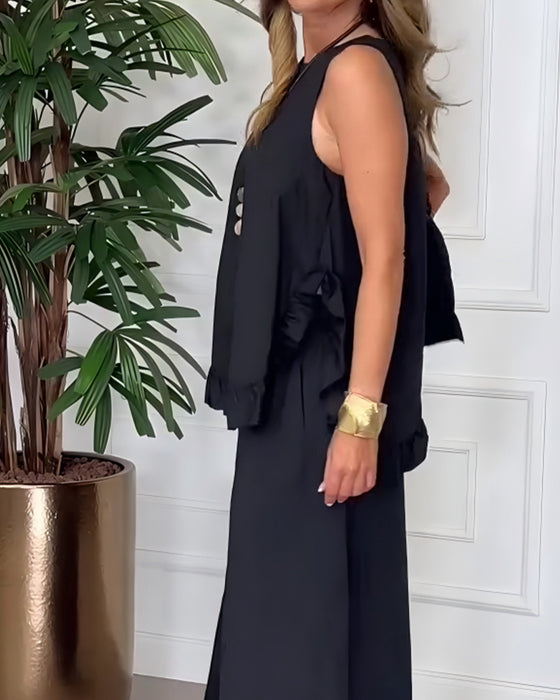 Blouse Sans Manches Dentelle Ourlet Camisole