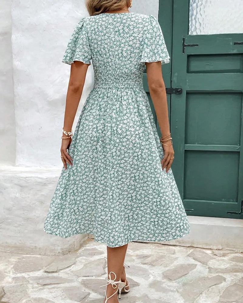 Robe Florale Col V Taille