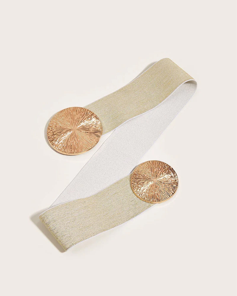 Ceinture Vintage Élastique Pour Femme Avec Boucle Dorée