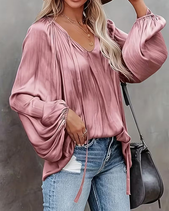 Blouse À Lacets Uni