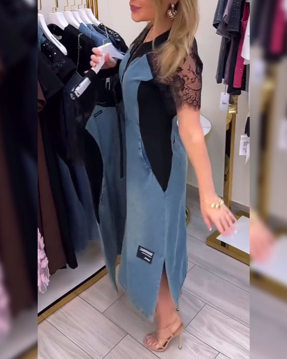 Robe À Manches En Dentelle Et Design Tendance