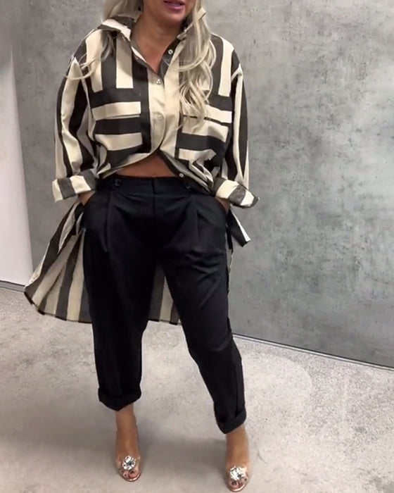 Chemise Manches Longues Ample Rayée