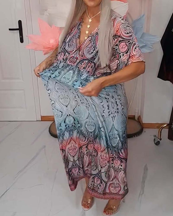 Robe Col V Taille Drapé Vacances
