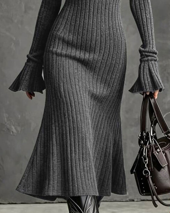 Robe Pull Côtelée Demi-Zip Queue De Poisson