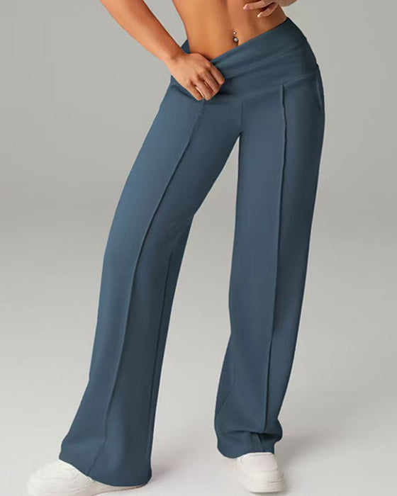 Pantalon Uni Passepoilé Jambe Droite Sport