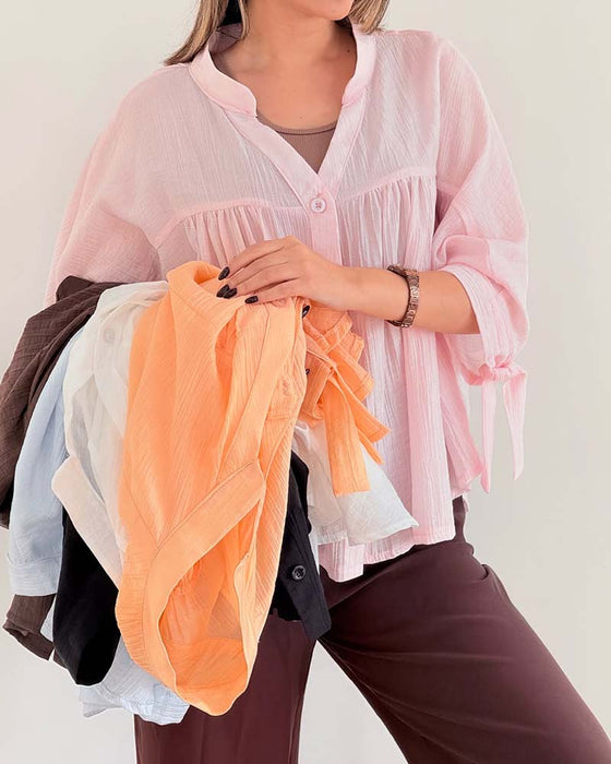 Blouse Décontractée Uni Coupe Ample