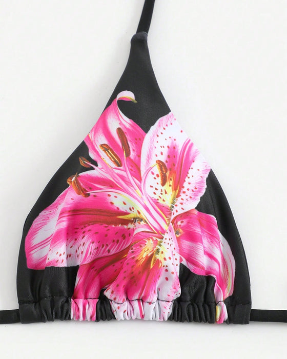 Maillot De Bain Sexy Imprimé Trois Pièces