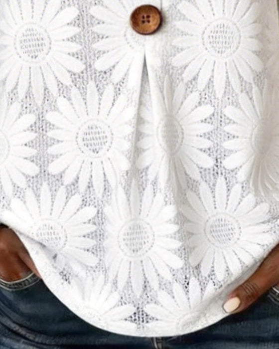 Blouse À Imprimé Marguerite Et Manches À Volants