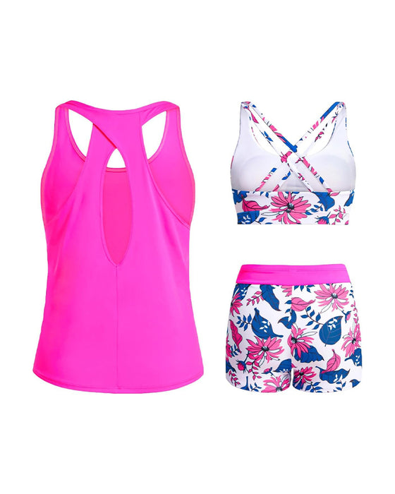 Tankini Imprimé Floral Trois Pièces