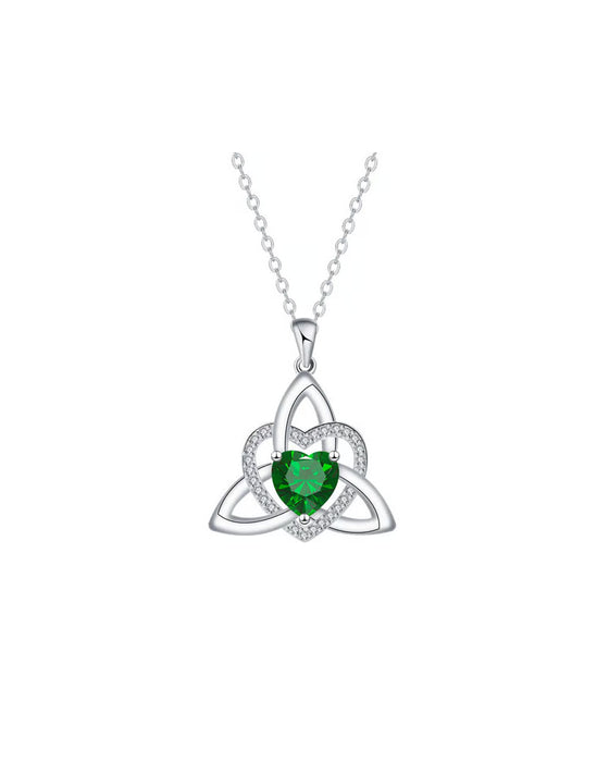 Collier Cœur Nœud Trinitaire Celtique Pierre De Naissance ✨ Pendentif Cœur Nœud Trinitaire Celtique Pierre De Naissance