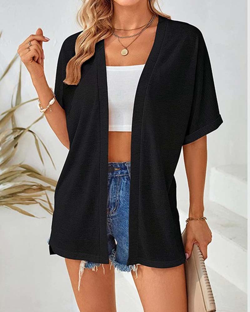 Manteau Manches Courtes Décontracté Unie