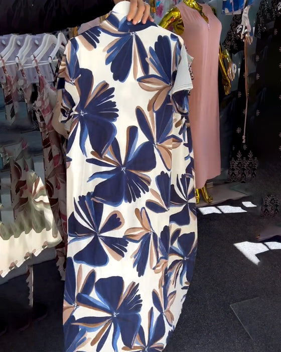 Robe Élégante Florale Imprimé Sans Manches