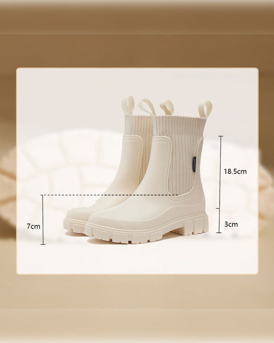 ☔️Bottes Imperméable Anti-Dérapant Semelle Épaisse Mi-Mollet